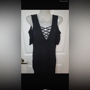 Cotton bodycon cutout sleeve dress